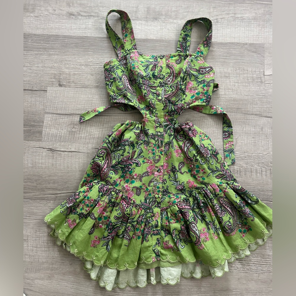 HEMANT & NANDITA Green Floral Mini Dress